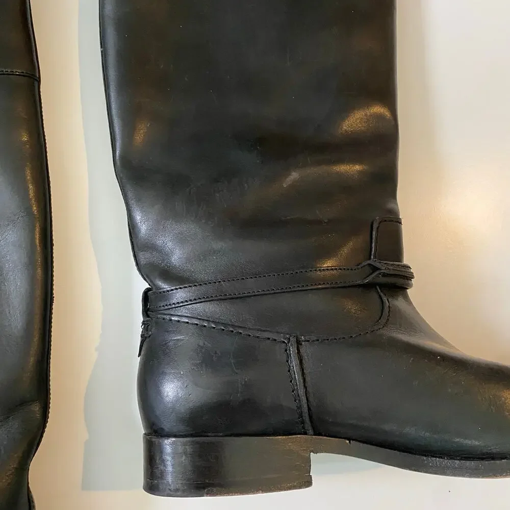 Frye Melissa Seam Harness Boots Black Size 7.5B